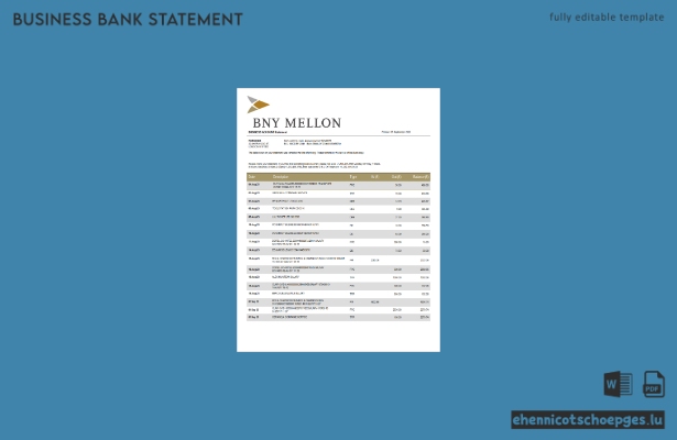 Beispiel eines Kontoauszugs des Firmengirokontos der BNY Mellon Bank (Word- und PDF-Datei)